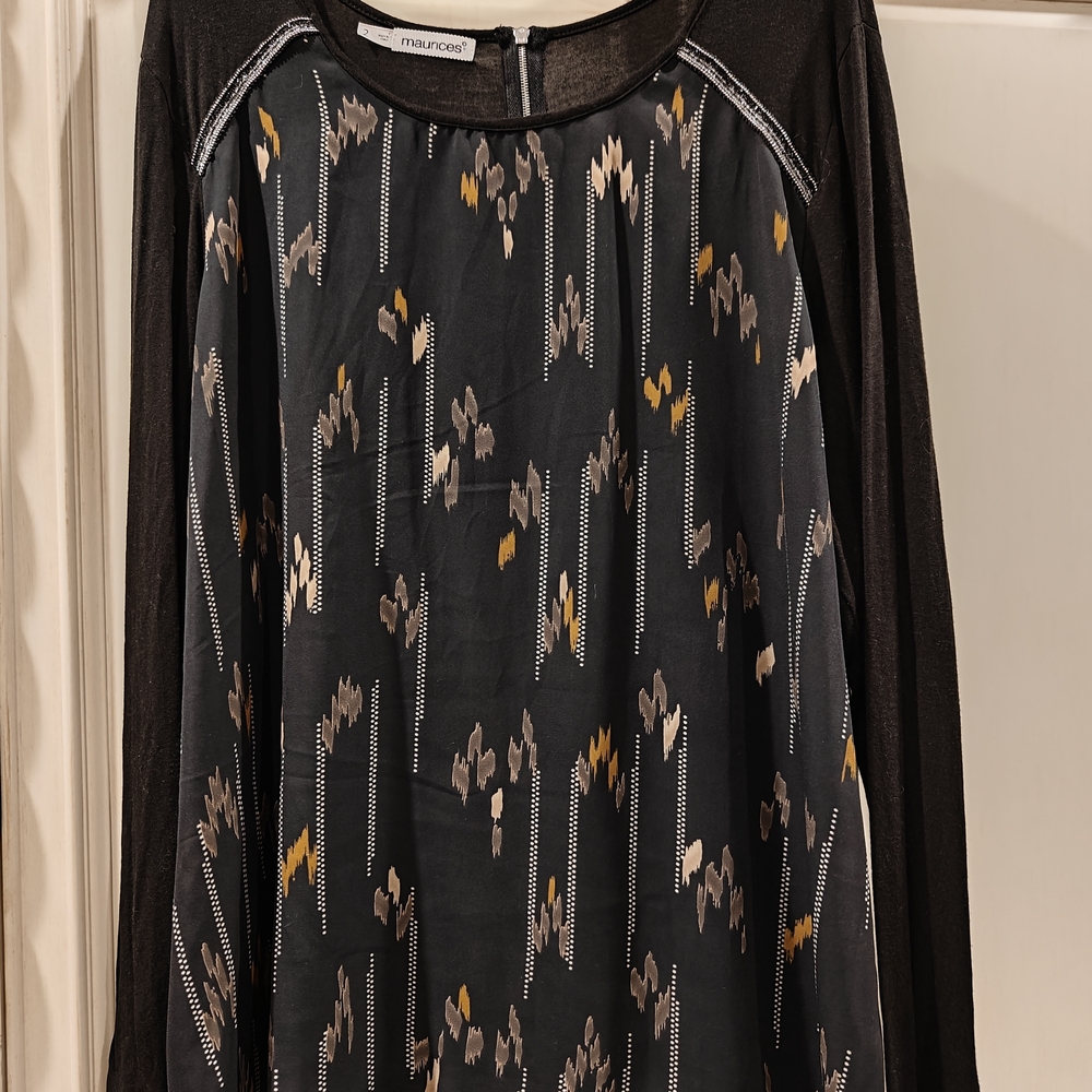 Maurices Black and Gold Patterned Blouse